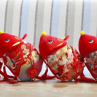 Dây Treo trang trí Chuột bông Gấm tài lộc 2020 12cm