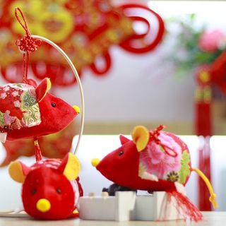 Dây Treo trang trí Chuột bông Gấm tài lộc 2020 12cm