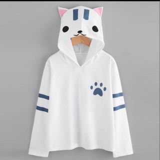 Áo hoodie nữ tay thùng đầu mèo