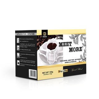 Cà phê Robusta Arabica phin giấy Meet More 150g Hộp 10 Gói