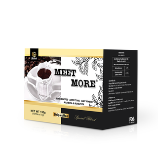 Cà phê Robusta Arabica phin giấy Meet More 150g Hộp 10 Gói
