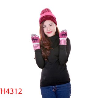 Mũ len nữ quả bông VH4312