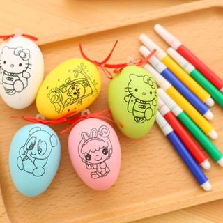 bộ trứng tô màu gồm 1 trứng và 4 bút 4 màu Giá sỉ 5800đ rẻ
