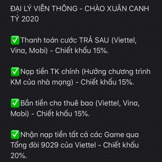 Thanh toán cước viễn thông TRẢ SAU TRẢ TRƯỚC - Viettel Mobi Vina