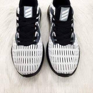 Giày sneaker nam màu xám trắng vân vải sọc thể thao Mã 9008 X