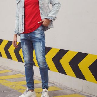 Quần jean nam xanh rách đậm CELEB 9A02