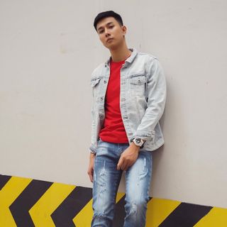 Quần jean nam xanh rách đậm CELEB 9A02
