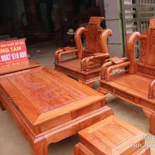 Bàn Ghế Tần Thủy Hoàng Gỗ Hương Đá Cột Liền