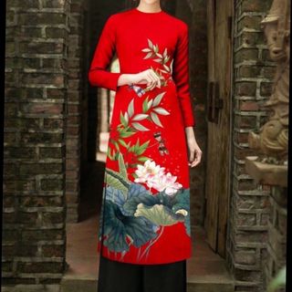 Set áo dài hoa cai cấp