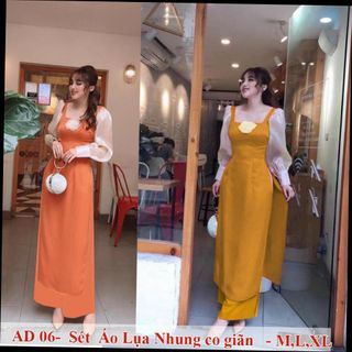 Set áo dài thiết kế màu trơn