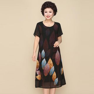 Đầm Oversize In Hình 3D Lá Xanh
