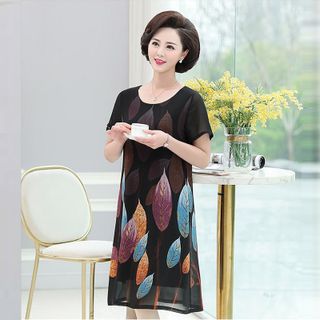 Đầm Oversize In Hình 3D Lá Xanh