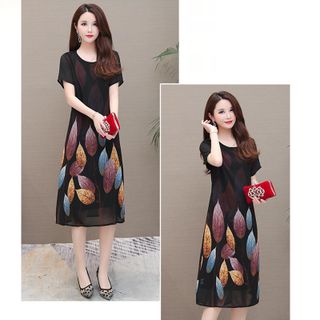 Đầm Oversize In Hình Lá Xanh 3D