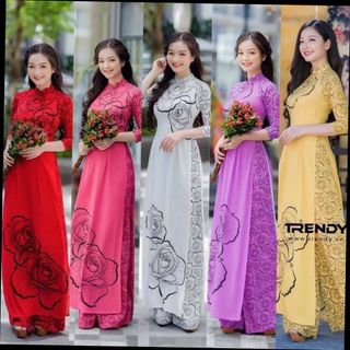 Set áo dài in 3D nhiều màu