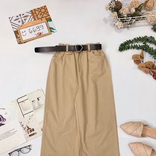 Quần baggy jean ống rộng kèm belt 2 size M L