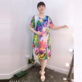 Đầm Oversize In Hình 3D Silk Lụa Nhiều Họa Tiết