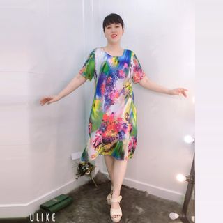 Đầm Oversize In Hình 3D Silk Lụa Nhiều Họa Tiết