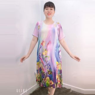 Đầm Oversize In Hình 3D Silk Lụa Họa Tiết