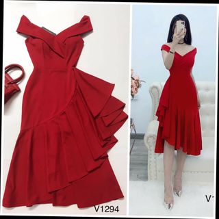 Đầm thiết kế đuôi cá màu đỏ