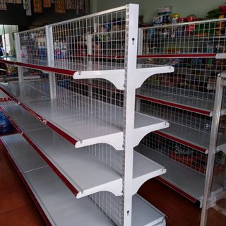 Kệ siêu thị trưng bày hàng tạp hóa đôi giữa nhà lưng lưới 90 x 120