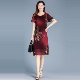 Đầm Đỏ Oversize In Hình 3D Họa Tiết Silk Lụa