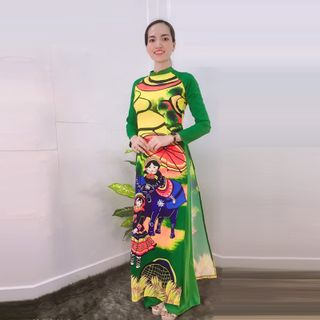 Áo Dài Lụa Tằm Ý Họa Tiết Độc Đáo