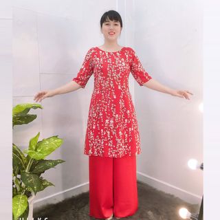 Áo Dài Hoa Phi Lụa Cách Tân không kèm quần