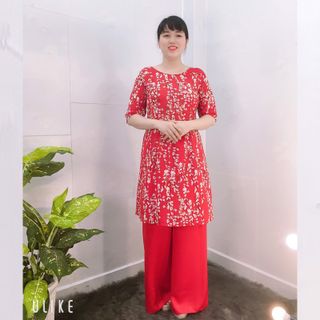 Áo Dài Hoa Phi Lụa Cách Tân không kèm quần