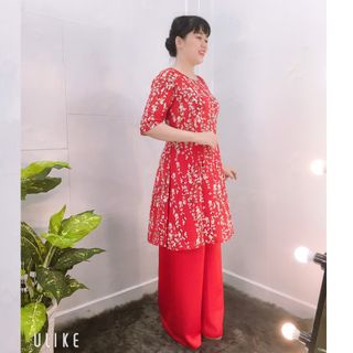 Áo Dài Hoa Phi Lụa Cách Tân không kèm quần