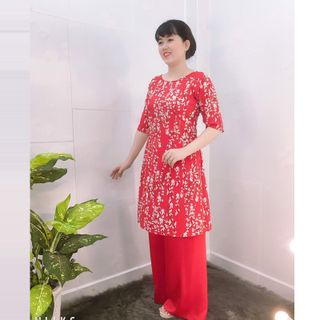 Áo Dài Hoa Phi Lụa Cách Tân không kèm quần