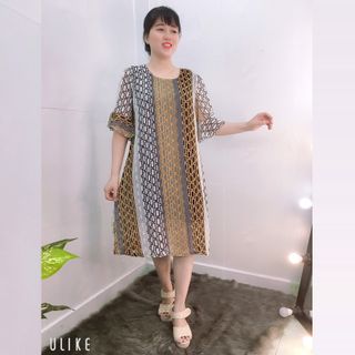 Đầm Silk Lụa In 3D Họa Tiết Độc Đáo Tay Loe