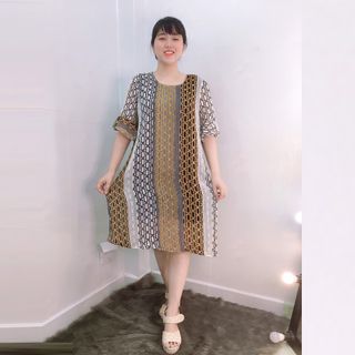 Đầm Silk Lụa In 3D Họa Tiết Độc Đáo Tay Loe