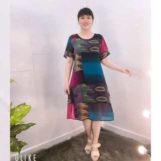 Đầm Oversize In Hình 3D Silk Lụa