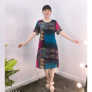 Đầm Oversize In Hình 3D Silk Lụa