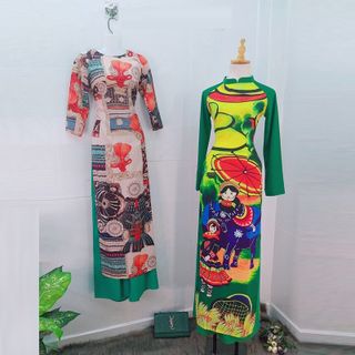 Áo Dài Lụa Tằm Ý Họa Tiết Độc Đáo