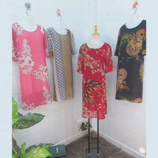 Đầm Silk Lụa In 3D Họa Tiết Độc Đáo Tay Loe
