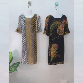 Đầm Silk Lụa In 3D Họa Tiết Độc Đáo Tay Loe