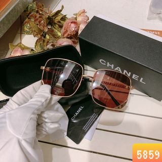 Kính má 5859 mắt trà si vàng