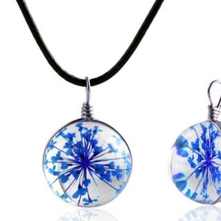 Dây chuyền da mặt ép hoa khô