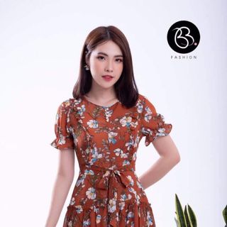 Váy tơ hoạ tiết cao cấp