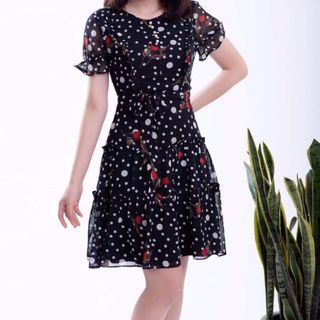 Váy tơ hoạ tiết cao cấp