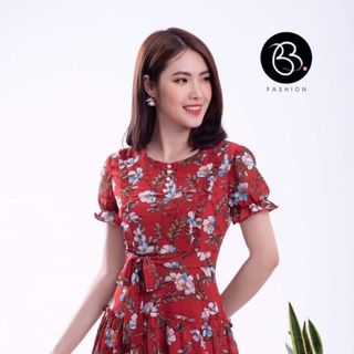 Váy tơ hoạ tiết cao cấp