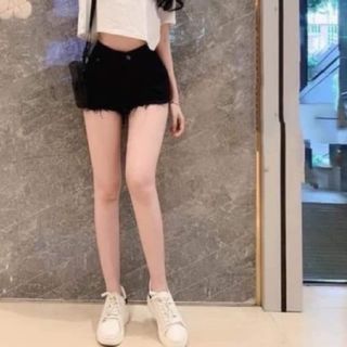 Quần shorts đùi kaki jean lưng cao tua rua - hình sàn chụp thật