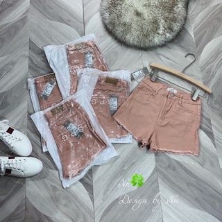 Quần shorts đùi kaki jean lưng cao tua rua - hình sàn chụp thật