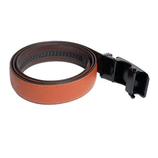 Thắt lưng nam da bò saffiano kiểu khoá tăng đơ màu cam đuôi tròn DB07-ORA05
