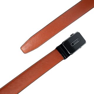 Thắt lưng nam da bò saffiano kiểu khoá tăng đơ màu cam đuôi tròn DB07-ORA05