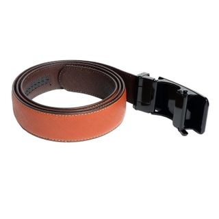 Thắt lưng nam da bò saffiano kiểu khoá tăng đơ màu cam đuôi tròn DB07-ORA04