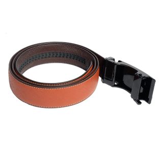Thắt lưng nam da bò saffiano kiểu khoá tăng đơ màu cam đuôi tròn DB07-ORA03