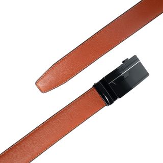 Thắt lưng nam da bò saffiano kiểu khoá tăng đơ màu cam đuôi tròn DB07-ORA03