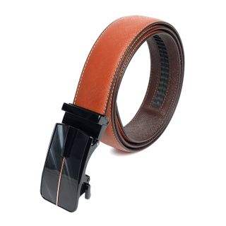 Thắt lưng nam da bò saffiano kiểu khoá tăng đơ màu cam đuôi tròn DB07-ORA02